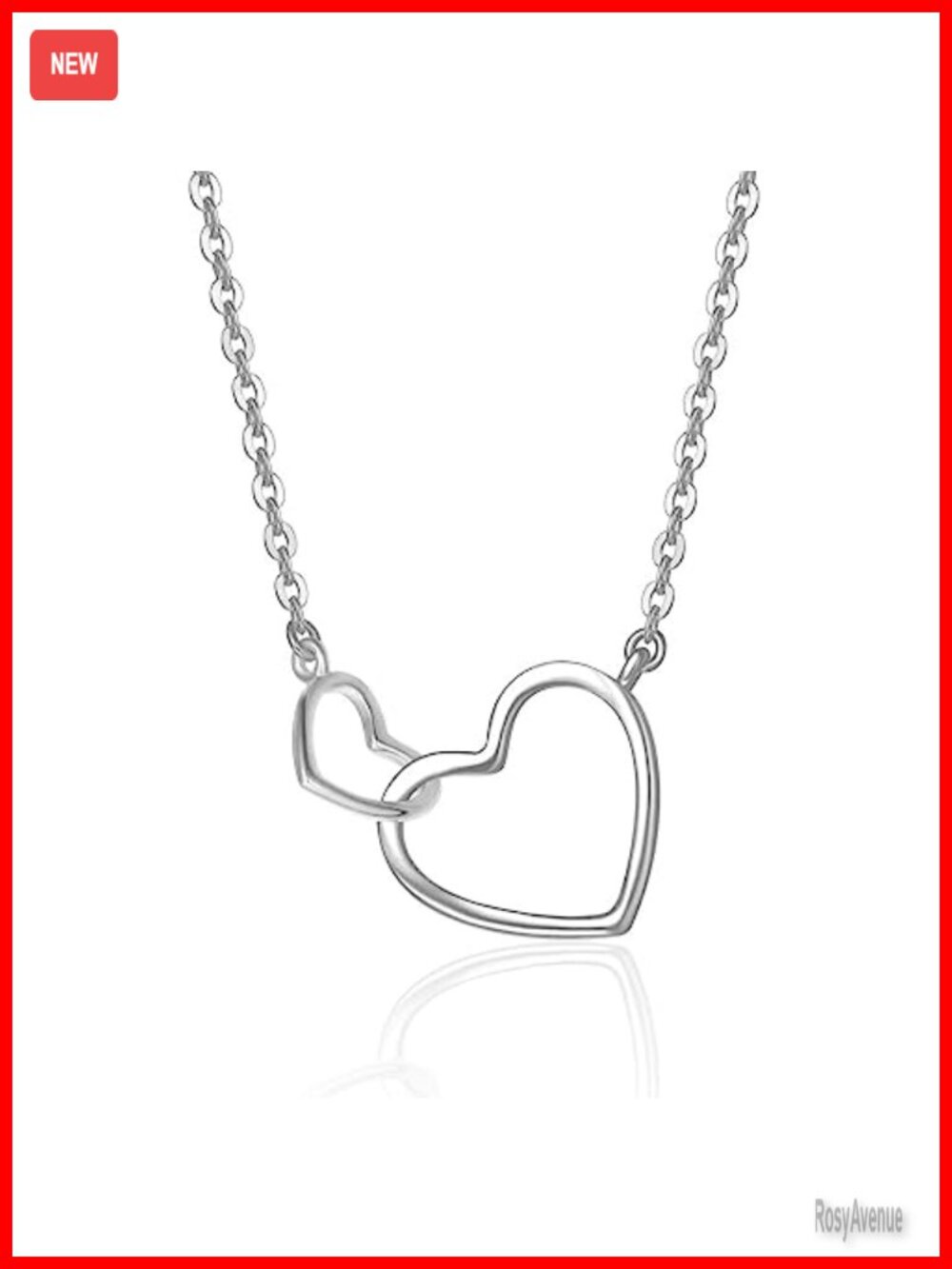 14K Solid Gold Double Heart Pendant Necklace Dainty Fine Jewelry